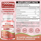 2 Pack Magnesium L-Threonate Gummies 1000mg - Brain Supplement for Memory & Focus for Adults & Kids - Sugar-Free, Non-GMO, Raspberry Flavor - 120 Count