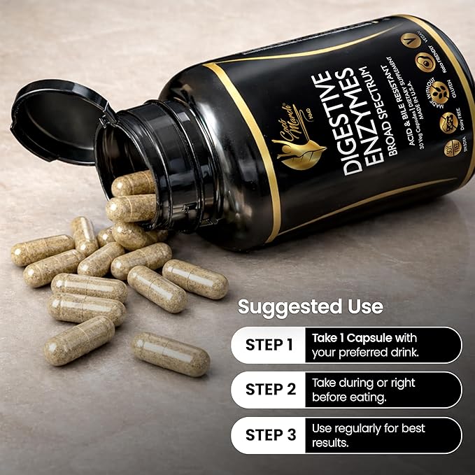 Cocó March N.M.D Digestive Enzymes – Broad Spectrum 18 Enzyme Blend, 600mg Proprietary Blend for Digestive Health, Gas & Bloating Support for Women & Men, Vegan, Dairy Free, 30 Veg Capsules