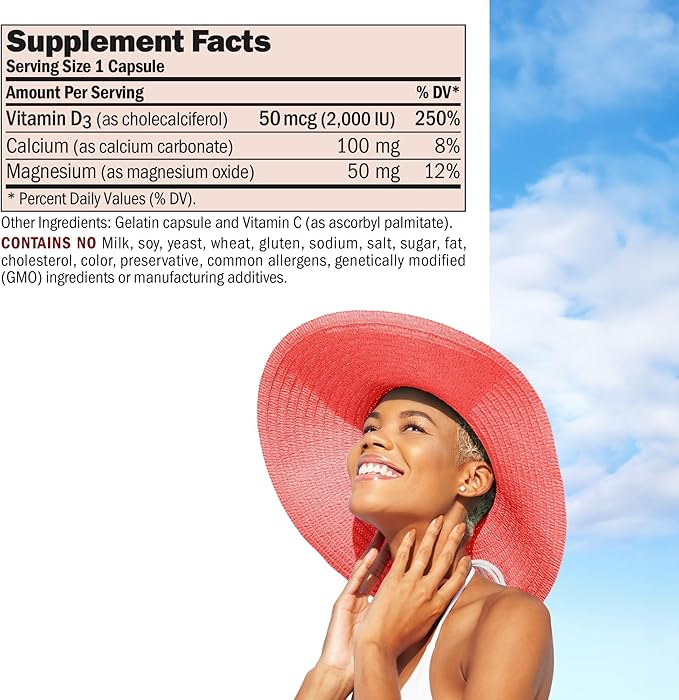 ANDREW LESSMAN Vitamin D3 2000 IU 60 Capsules - High Potency, Essential for Calcium Absorption, Supports Bone Health, Healthy Muscle Function, Immune System, More. Small Easy to Swallow Capsules