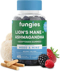 Fungies Lion's Mane KSM-66 Ashwagandha Gummies, Berry Flavor - Mushroom Supplement Adaptogen Gummy Supports Brain Health, Cognitive Function, Focus, Memory & Mood - Mind-Body Wellness, 45 Servings