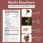Teeccino Reishi Eleuthero Tea - French Roast - Organic Mushroom Adaptogenic Herbal Tea, 3x More Herbs than Regular Tea Bags, Caffeine Free, Chicory Prebiotic - 25 Tea Bags