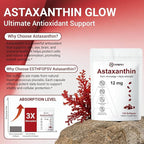 Premium Astaxanthin 12mg Antioxidant Supplement with Vitamin E – 120 Softgels, 4 Month Supply, Microalgae Source, Supports Skin, Eye & Joint Health, Non-GMO, Gluten & Soy Free