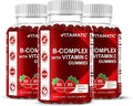 Vitamatic Vitamin B Complex Gummies with Vitamin C & Inositol - Natural Strawberry Flavor - 60 Gummies (3 Bottles)