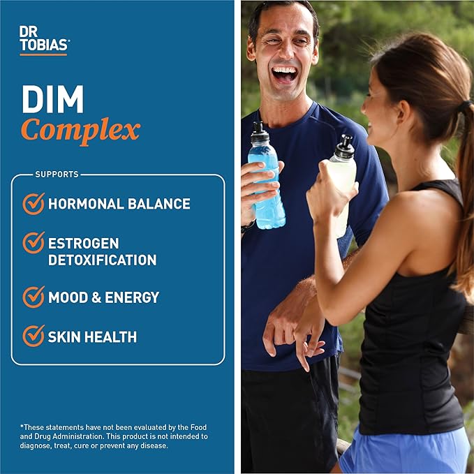 Dr. Tobias DIM Complex | Hormone Balance for Women & Men | DIM Supplement with BioPerine, Broccoli Extract & Calcium D-Glucarate - Estrogen Detox Balance Complex - Non-GMO Vegan (60 Capsules)