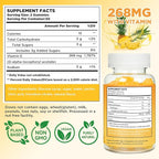Vitamin E 400 IU Gummies for Immune, 268mg Per Serving Vitamin E Gummies for Women and Men Skin Glow & Cell Wellness, 60 Count Pineapple Flavor Sugar-Free Gluten-Free