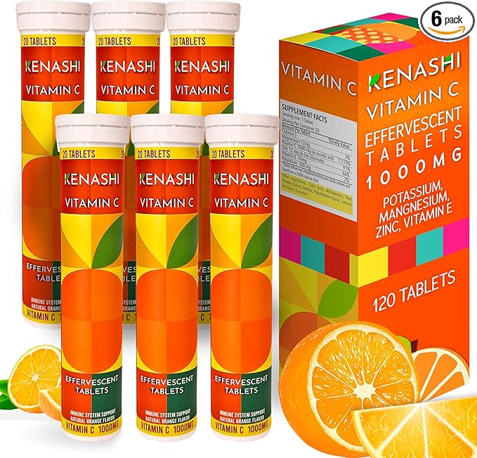 Vitamin c Effervescent Tablets Vitamin C with Zinc 1000mg Vitamin Dissolving Tablets Vitamin C Table Vitamina C Efervescente para Adulto Zinc 6 Pack