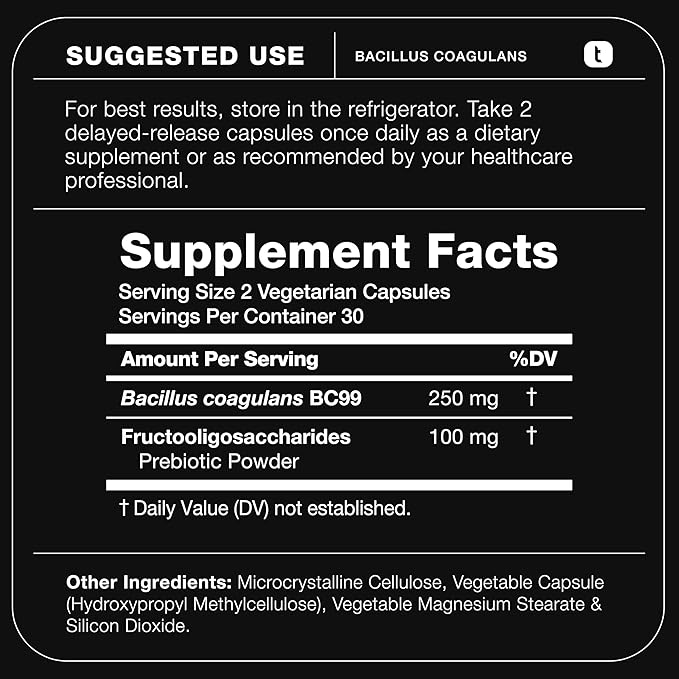 Toniiq Bacillus Coagulans Probiotic Supplement – Ultra High Strength 50 Billion CFU with FOS Prebiotic – Spore-Based Probiotic for Exceptional Stability – Third-Party Tested – 60 Capsules