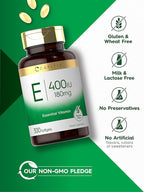 Carlyle Vitamin E 400 IU Softgels (180mg) | 300 Capsules | Non-GMO and Gluten Free Supplement