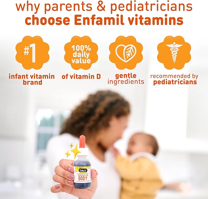 Enfamil Baby Vitamins Enfamil Poly-Vi-Sol 8 Multi-Vitamins & Iron Supplement Drops for Infants & Toddlers, Supports Growth & Development, 50 mL Dropper Bottle