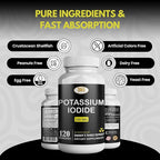 Potassium Iodide130 mg - KI Tablets- Potassium130 mg - USA Made Potassium Iodine Pills YODO Naciente, Yoduro de potasio - 120 Tablets