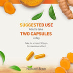 Nature's Base Turmeric and Ginger Supplement - with Curcumin, Apple Cider Vinegar & BioPerine Black Pepper Extract - 95% Curcuminoids - 120 Capsules