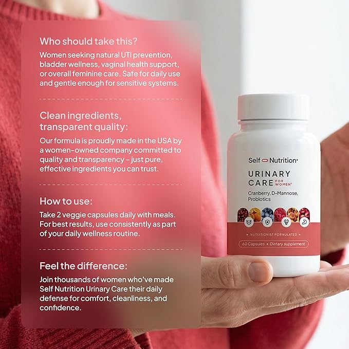 UTI D Mannose with Cranberry & Probiotics for Women | 3 in 1 Supplement, Supports Urinary Tract Health & PH Balance | Effective & USA Made | Vegan, Non-GMO (60 Capsules)