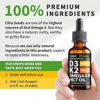 (2 Pack) Organic Vitamin D3 K2 Drops with MCT Oil Omega 3, 5000 IU, Maximum Strength Vitamin D Liquid, No Fillers, Non-GMO Liquid D3 for Faster Absorption and Immune Support (Unflavored, 2 Fl Oz)