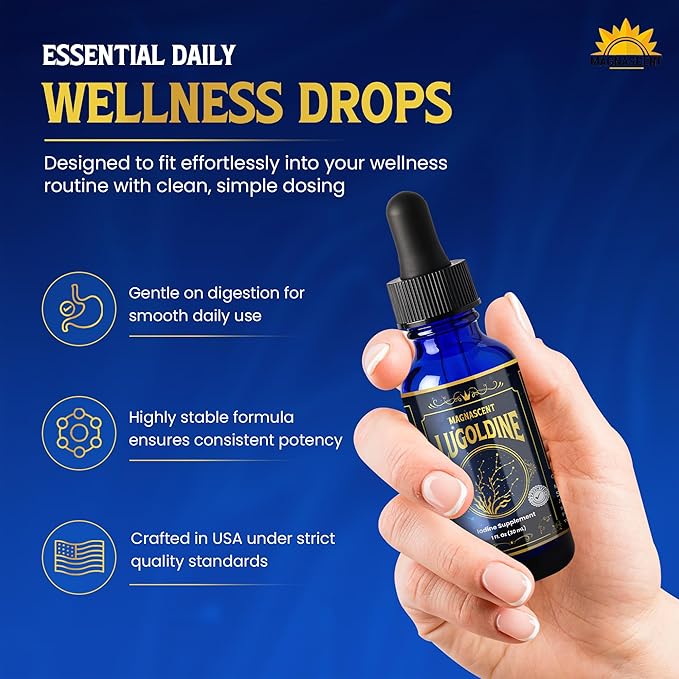 Lugoldine Iodine Drops 1 oz – Patented Process (US20090022816A1), 150 mcg Iodine (100% Daily Value), Alcohol-Free & Glycerin-Free, Liquid Iodine Supplement (1 Ounce (Pack of 1))