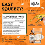Wild & Organic Lions Mane Liquid Drops - Brain & Focus Support - Lion's Mane Mushroom Supplement - Hericium Erinaceus Mushroom Drops - Mix with Powder - Sugar & Alcohol-Free Extract Tincture - 4 oz