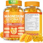 Magnesium Glycinate Gummies 600mg, Chewable Sugar Free Potassium Magnesium Gummies with Magnesium Glycinate, Vitamin D, B6 and CoQ10 for Sleep, Relaxation, Brain & Muscle, 120 Count