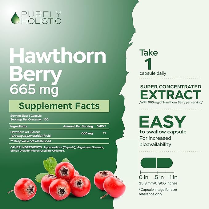 Purely Holistic Hawthorn Berry 665mg + Olive Leaf Extract 750mg Bundle + 270 Vegan Capsules - Made in The USA