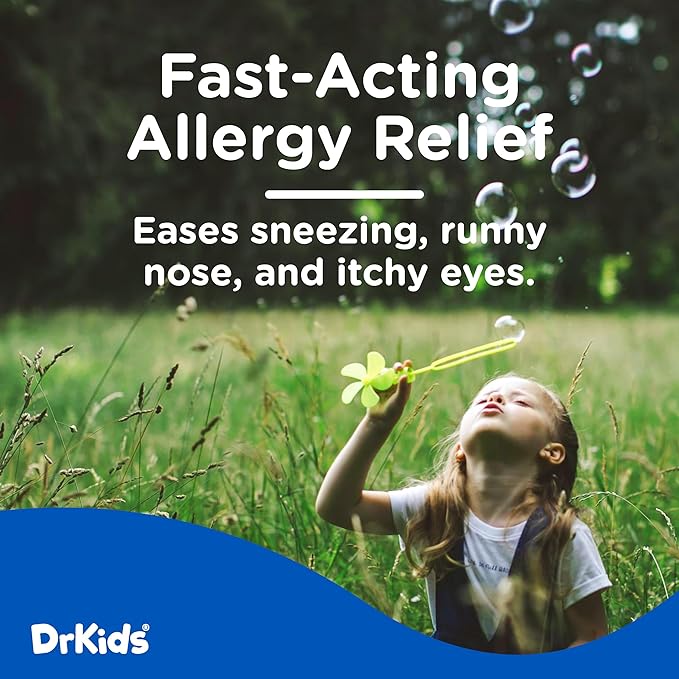 Dr. Kids Children's Allergy Relief Medicine with Diphenhydramine HCl 12.5 mg - Pre-Measured Single-Use Vials, Kids Antihistamine for Sneezing, Runny Nose & Itchy Eyes, Mixed Berry Flavor, 24 Count