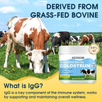 Grass-Fed Bovine Colostrum Supplement Powder - 60% High IgG 3000 mg for Gut Health, Immune Support - Easy to Mix Natural Liposomal Colostrum Superfood, Unflavored, 50 Servings