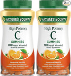 Nature's Bounty Vitamin C Gummies 700mg, High Potency Vitamin C Chewable Gummies for Adults, Immune Support Supplement, Dietary Supplement, Orange Flavor, 60 Ct (Pack of 2)