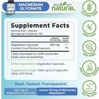 Why Not Natural Magnesium Glycinate 500 mg Capsules Supplement - Vegan, No Filler - Supports Sleep and Relaxation