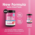 Optimum Nutrition Amino Energy Powder Plus Focus, with BCAA, Electrolytes, and Caffeine, Watermelon, 30 Servings (Packaging May Vary) (Pack of 6)