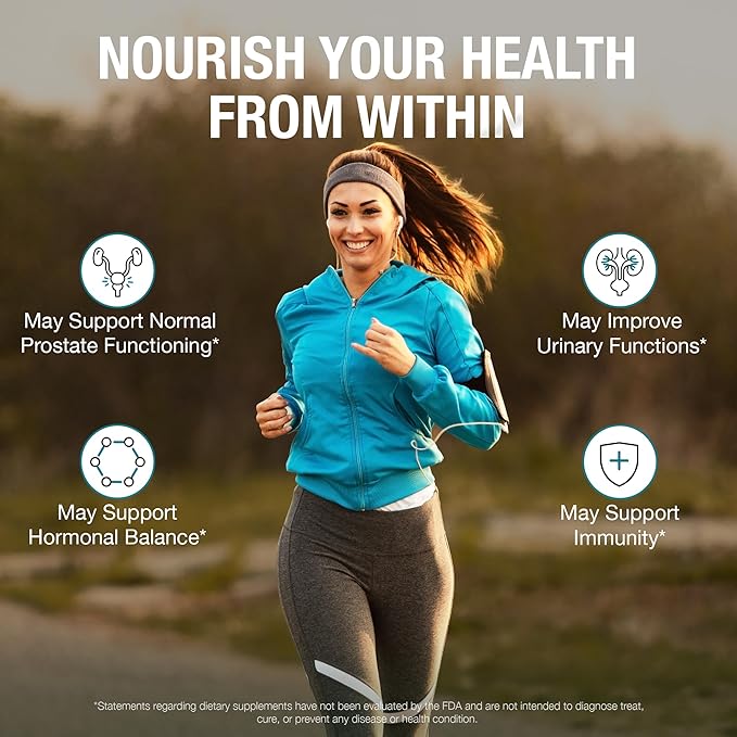 Pure By Nature Prostate Supplement for Men, Beta Sitosterol Prostate Health Supplement with Zinc for Urinary Tract Support, Ease Frequent Urination & Improved Sleep, Gluten-Free, Non-GMO 90 Capsules