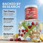 Clean Nutra Tart Cherry Gummies Uric Acid Flush Celery Milk Thistle Bromelain Vitamin C Magnesium Citrus Bergamot Ginger Stinging Nettle Leaf Chamomile Berberine Quercetin Support 60 Gummy Vitamins