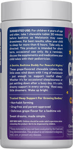 Natural Vitality Kids Calm Sleep Melatonin | 1mg Chewable Tablets | 100% Drug Free | Nighttime Grape Flavored Supplement | 60 Count