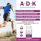 ADK Vitamin Supplement – Vitamins A, D3 & K2 MK-7 for Bone Health & Calcium Absorption – Gluten-Free, Non-GMO, Soy-Free – 120 Capsules, 2-Pack (4-Month Supply)