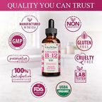 Organic Vitamin B12 Liquid Drops for Kids – Bioactive Blend with Methylcobalamin & Adenosylcobalamin - Vegan, Non-GMO, USDA Organic, 3 Months Supply, 0.4 FL OZ