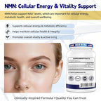 NMN 500MG Per Capsule – High Purity 99.9% NMN, NAD+ Support for Cellular Energy & Healthy Aging, 60 Capsules, Third-Party Tested, cGMP Made in USA