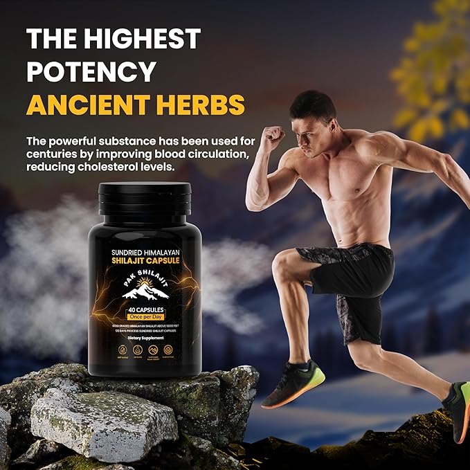 120 Days Naturally Sun-Cured Himalayan Shilajit Capsules | Gold Grade Above 18,000 FT | Organic | 85+ Natural Minerals | Rich in Fulvic & Humic Acid | Men & Women | 40 Capsules