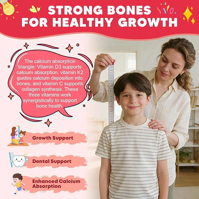 (2 Pack) Sugar Free Calcium Multivitamin Gummies for Kids with Methyl B12 & Methylfolate, Calcium, Vitamins C, D, A, B1, B2, B6, Biotin, Magnesium - Nutritional, Immune, Bone Support, 120 Ct