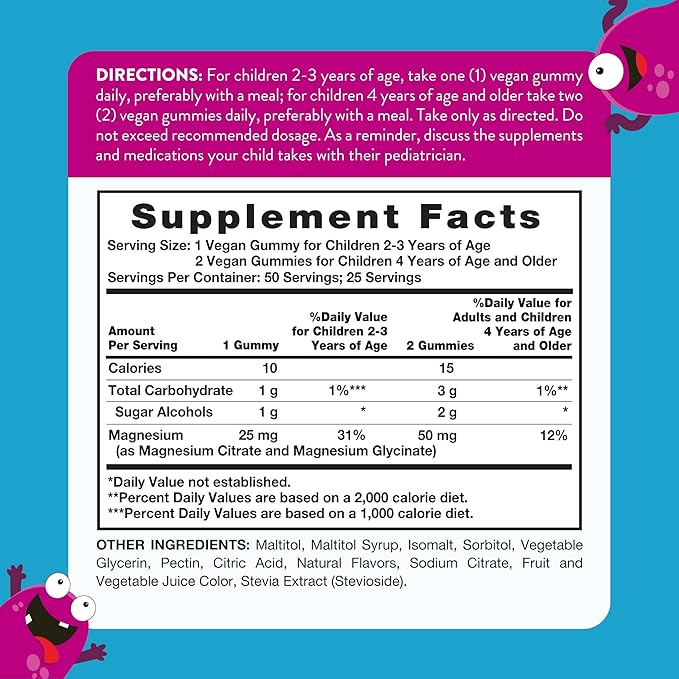 Nature's Truth Magnesium Gummies for Kids | Glycinate & Citrate | 50 Count | Mixed Berry Flavor | Vegan, Non-GMO & Gluten Free Supplement