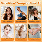 Pumpkin Seed Oil with Saw Palmetto Capsules, 3000mg Per Serving, Pumpkin Seeds Oil Supplement, Supports Immune, Hair, Urinary, Bladder & Prostate Health, Non-GMO, 180 Softgels