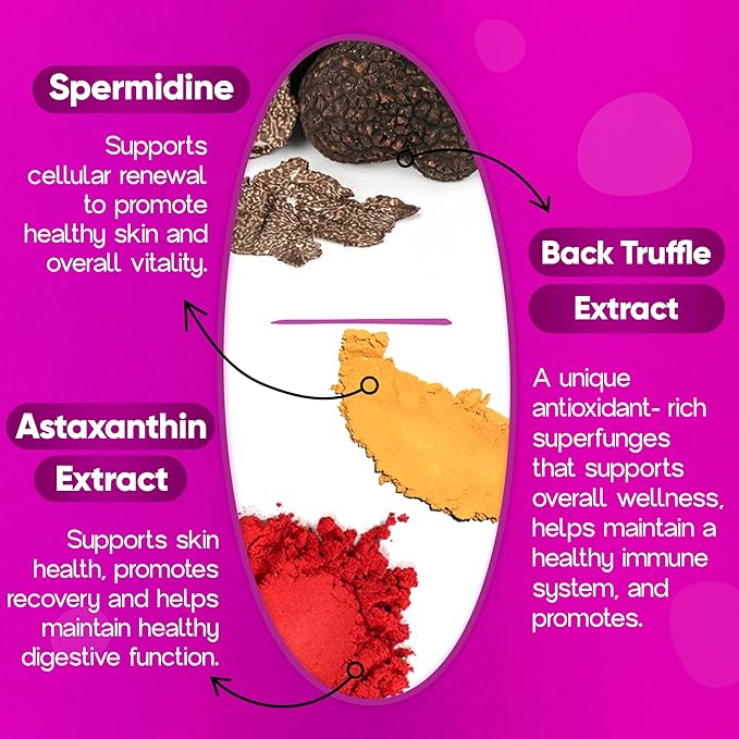 Losoki Ergothioneine Supplement – Ergo+ 2040 mg – with Spermidine, Astaxanthin & Black Truffle – Supports Firm, Hydrated Skin & Hair & Nails – Anti Aging Supplement- 30 Capsules