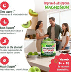 Center-Filled Magnesium Glycinate Gummies 400MG - High Absorption for Kids, Teens & Adults - Supplement for Sleep, Calm & Muscle Relaxation with B6 & D3 - Gluten Free & Vegan Friendly - 60 Count