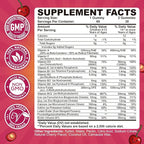 Iron Gummies for Kids & Teens, Kids Multivitamin with Iron Supplement, Calcium, Folate, Zinc, Prebiotic - for Blood Builder & Energy Support, Iron Deficiency - Vegan & Non-GMO - 60 Count Cherry