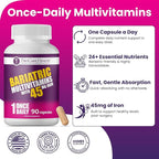 ProCare Health Bariatric Multivitamin 45mg Iron – Once Daily Capsule for Gastric Bypass, Sleeve & Post-Op Support – 90 Easy-to-Swallow Capsules, 3-Month Supply, No Artificial Colors, Gluten-Free