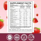 Iron Supplement Gummies for Kids - with Calcium, Zinc, Kids Multivitamin with Iron Gummies - Immune Support, Blood Builder & Energy Support for Iron Deficiency - 2 Pack Strawberry Flavour, 60 Gummies