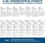 4-in-1 Magnesium Glycinate Added with KSM-66 Ashwagandha, Turmeric and Vitamin B6 | 90 Vegan Capsules | 4,001 mg per Serving | Easy to Swallow Capsule | GMO & Gluten Free | Premium Quality by Prowise