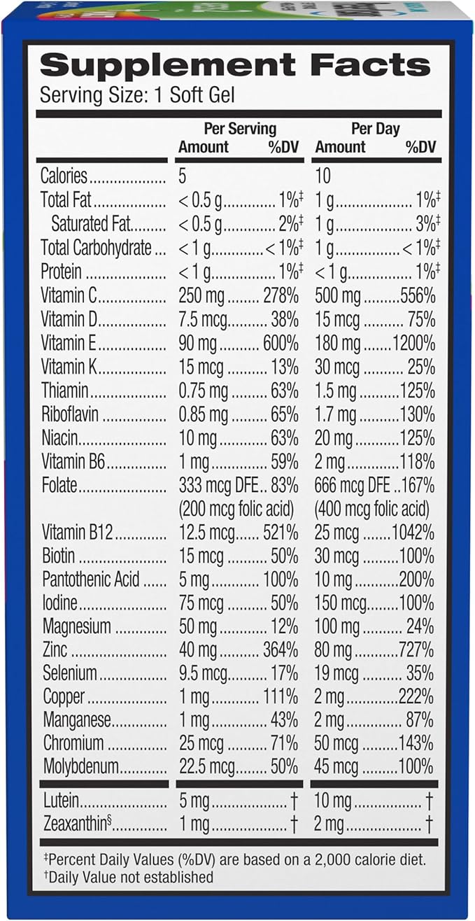 PreserVision AREDS 2 + Multivitamin,#1 Eye Doctor Recommended Brand,2-in-1 Eye Vitamin with Lutein,Zeaxanthin,Zinc,and Vitamin C,D & E,80 Softgels,(Pack of 2)