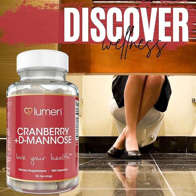 Lumen Naturals Cranberry + D-Mannose for Women - Cranberry, D-Mannose, Hibiscus, Dandelion Extract Blend - 2000mg Per Serving - 180 Count - 60 Servings