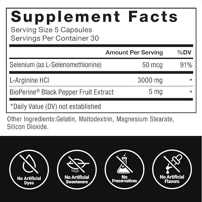 Force Factor L-Arginine, Nitric Oxide Supplement with BioPerine to Help Build Muscle & Support Stronger Blood Flow, Circulation, Nutrient Delivery, & Pumps, L-Arginine 3000mg, 150 Count (Pack of 2)