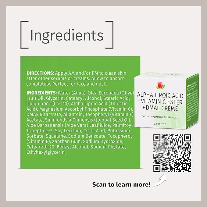 Reviva Labs Alpha Lipoic Acid Vitamin C Ester and DMAE Cream -- 2 oz