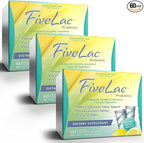 GHT - FiveLac Lemon Probiotic Powder Drink Mix, Probiotics for Women, Men, and Kids - Smooth Digestive Support and Elimination - Relieves Occasional Constipation and Gas - 60 Packets (3 Pack) Non-GMO
