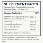 Calm - Natural Stress Relief & Mood Support Supplement - Ashwagandha, Lemon Balm, L-Theanine - 60 Vegan Capsules (Calm)