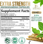 Ashwagandha Supplements - Premium Ashwagandha Capsule for Women & Men, Natural Antioxidant Support Ashwa Root Extract, Extra Strength Calm Support with Black Pepper, Vegan - USA Bottled - 120 Capsules