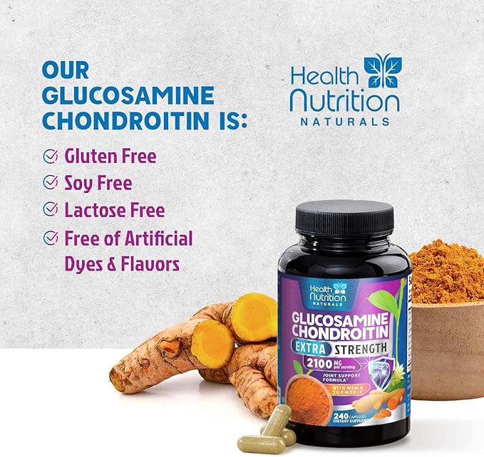 Glucosamine Chondroitin MSM Complex - 3X Strength Joint Support Supplement with Glucosamine Sulfate, Turmeric, Boswellia - For Cartilage, Mobility & Flexibility - Bottled in USA - 240 Capsules